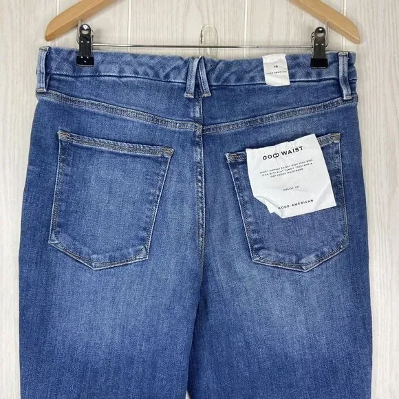 Good American Women Blue Good Waist High-Rise Cropped Skinny Jeans Size 15 NWT - Picture 6 of 10